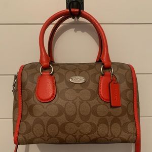 Coach Signature Handbag Orange Trim